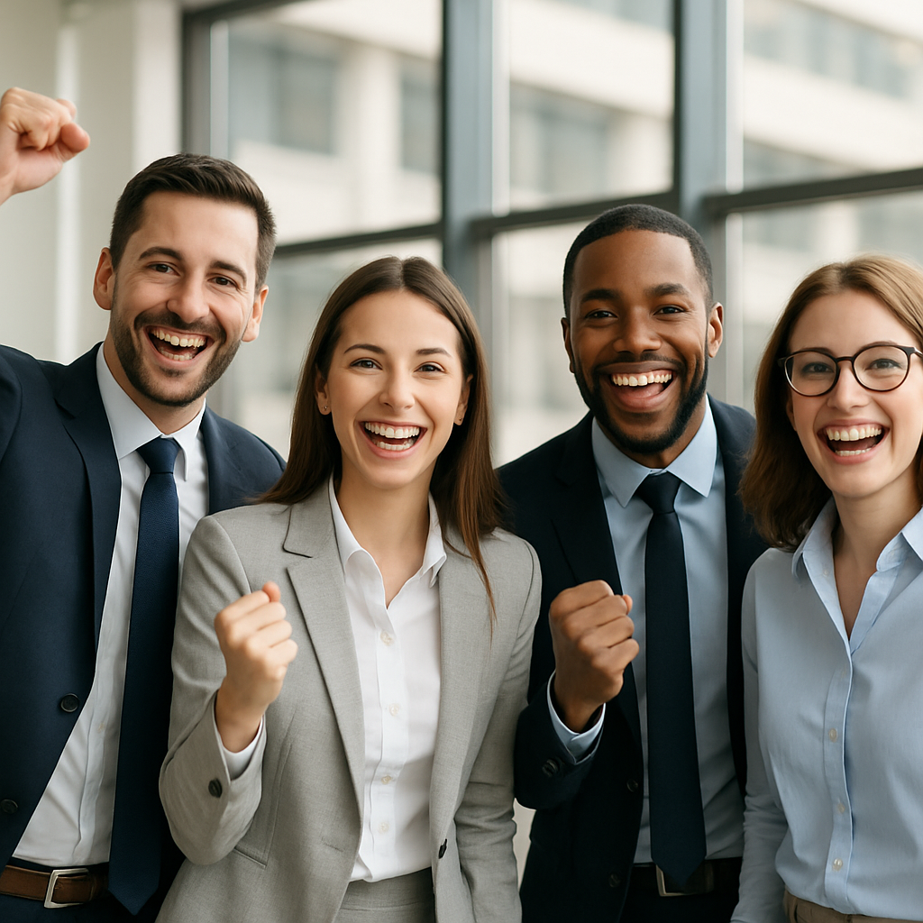 une equipe commerciale heureuse-1 une equipe commerciale heureuse-1